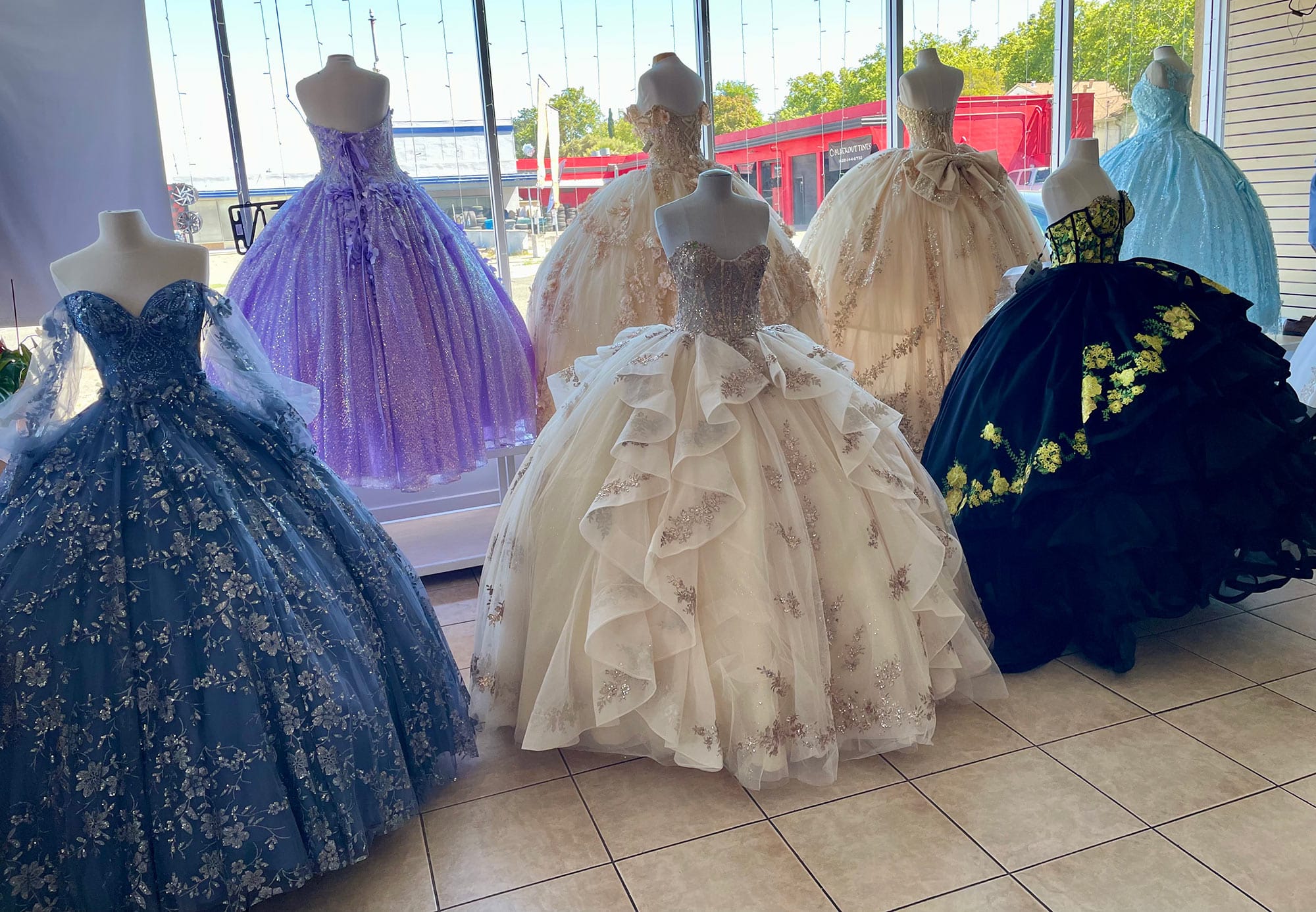 Quinceañera dresses for sale in Bele's Bridal. 