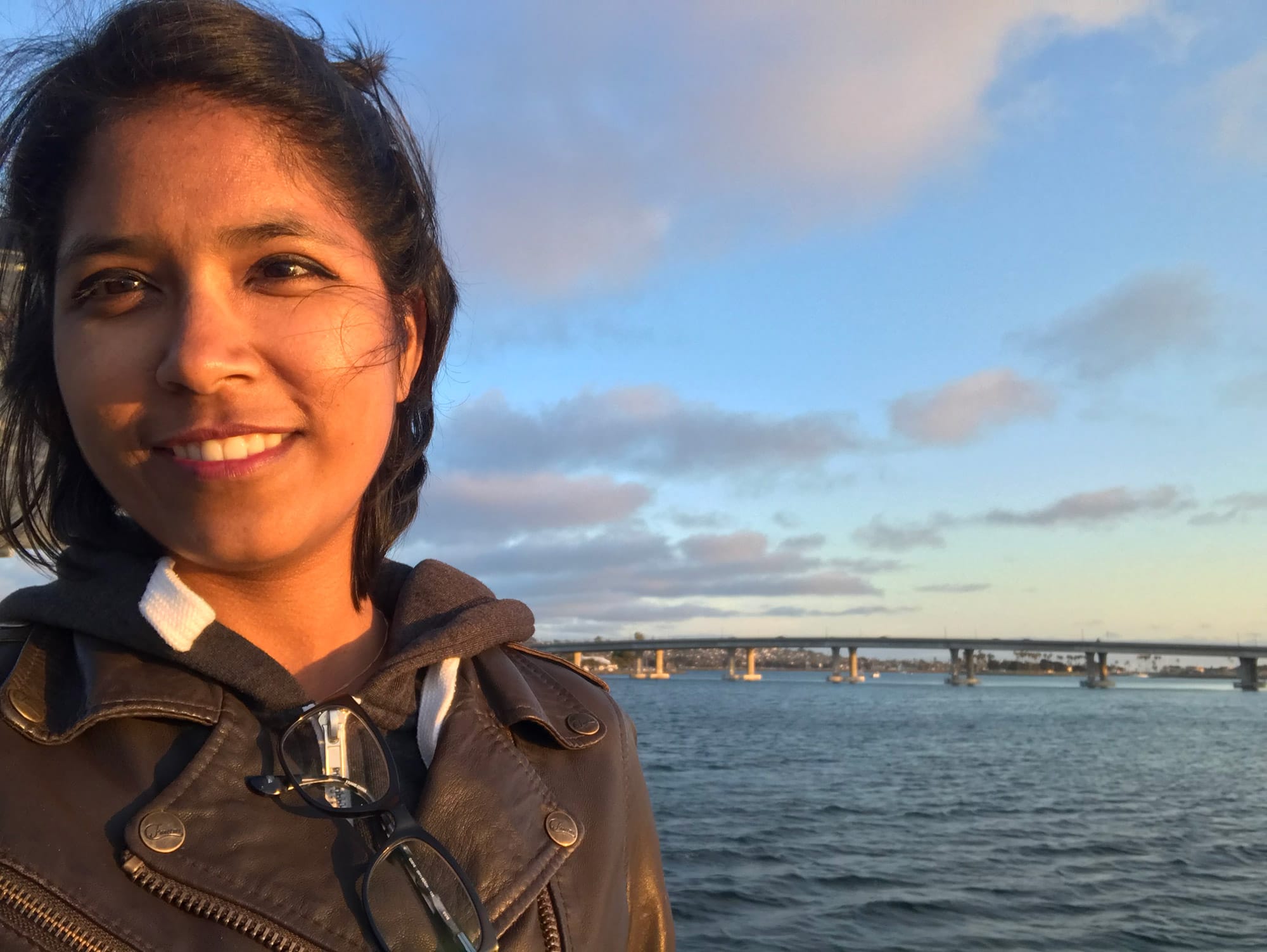 Prinyanka Manandhar smiling from the Vallejo-SF ferry. 