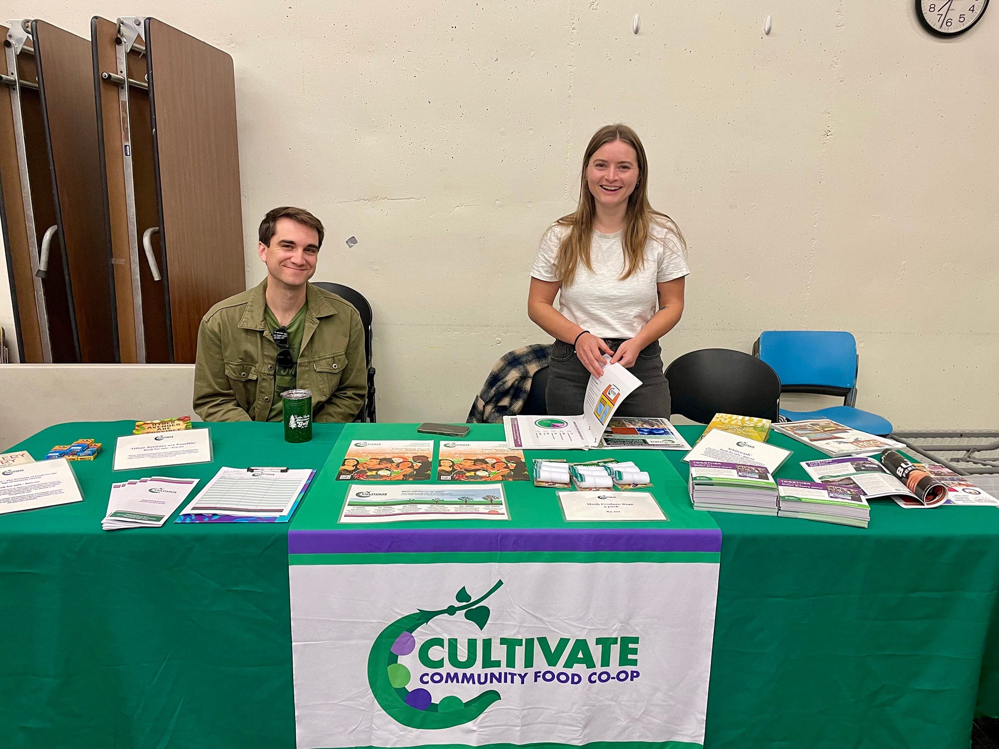 Two volunteers for Cultivate Community Food Co-op at a recent town hall in Vallejo